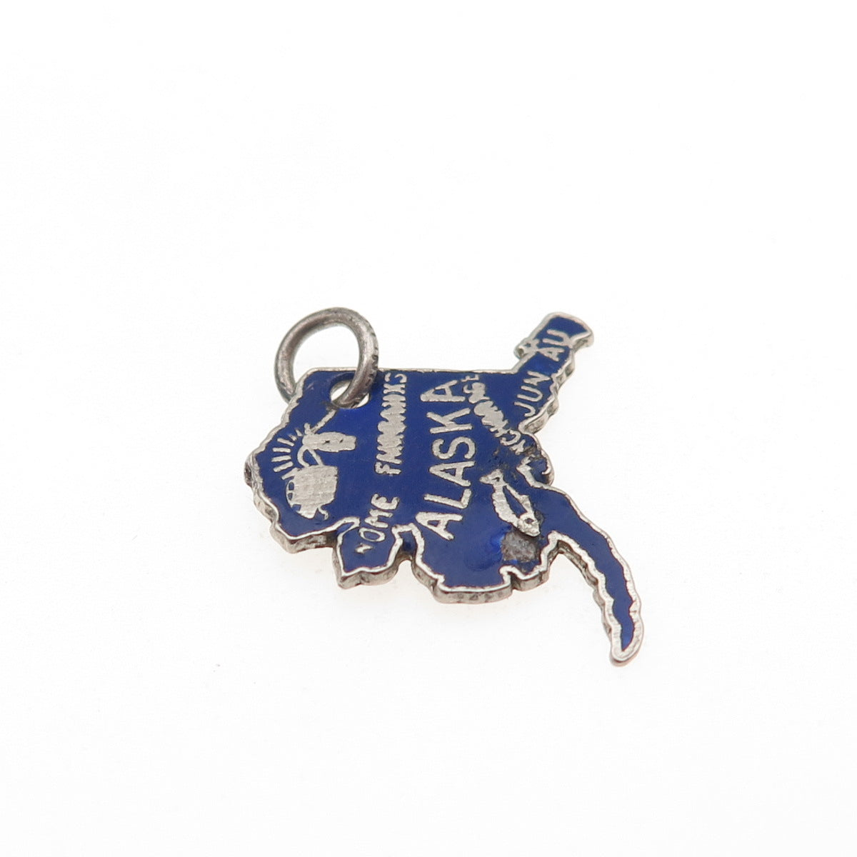 FRENCH & FRANKLIN 925 Sterling Silver Vintage Enamel Alaska State Mini Pendant