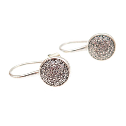 Pandora 925 Sterling Silver Round-Cut C Z Dazzling Droplets Hook Earrings