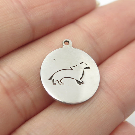 925 Sterling Silver USA Two In Town Weasel Charm Pendant