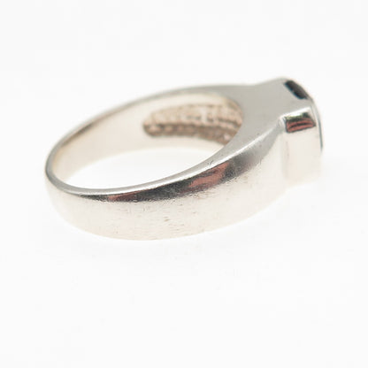 925 Sterling Silver Vintage Real Smoky Quartz Modernist Ring Size 6
