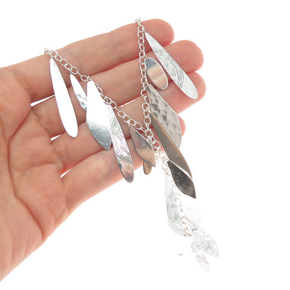 SILPADA 925 Sterling Silver Vintage Modernist Hammered Petal Chain Necklace 24"