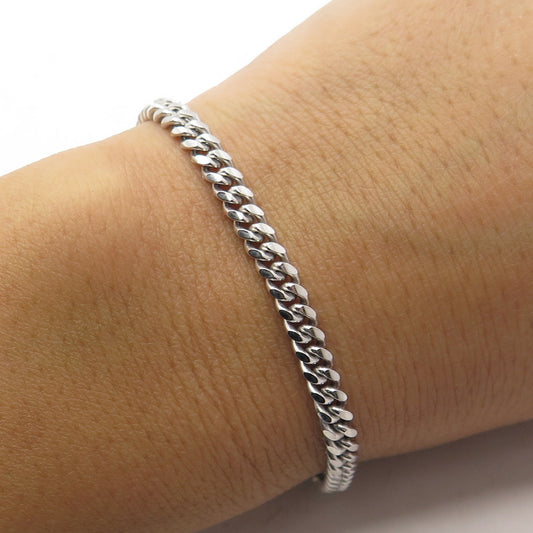 P. LUX 925 Sterling Silver Italy Cuban Link Bracelet 6.75"