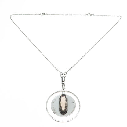DENING-LEIPZIG 900 Silver Vintage Smoky Quartz Modernist Chain Necklace 16-18"