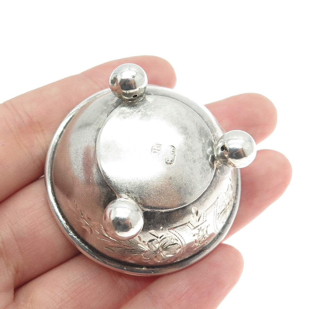 875 Silver Antique Art Deco European Engraved Saltcellar