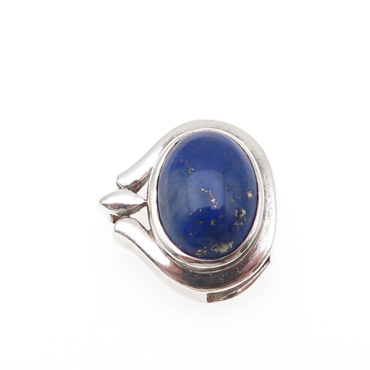 925 Sterling Silver Vintage Real Lapis Lazuli Modernist Slide Charm Pendant
