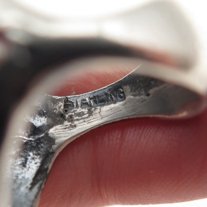 925 Sterling Silver Vintage Modernist Hammered Dome Oxidized Ring Size 7