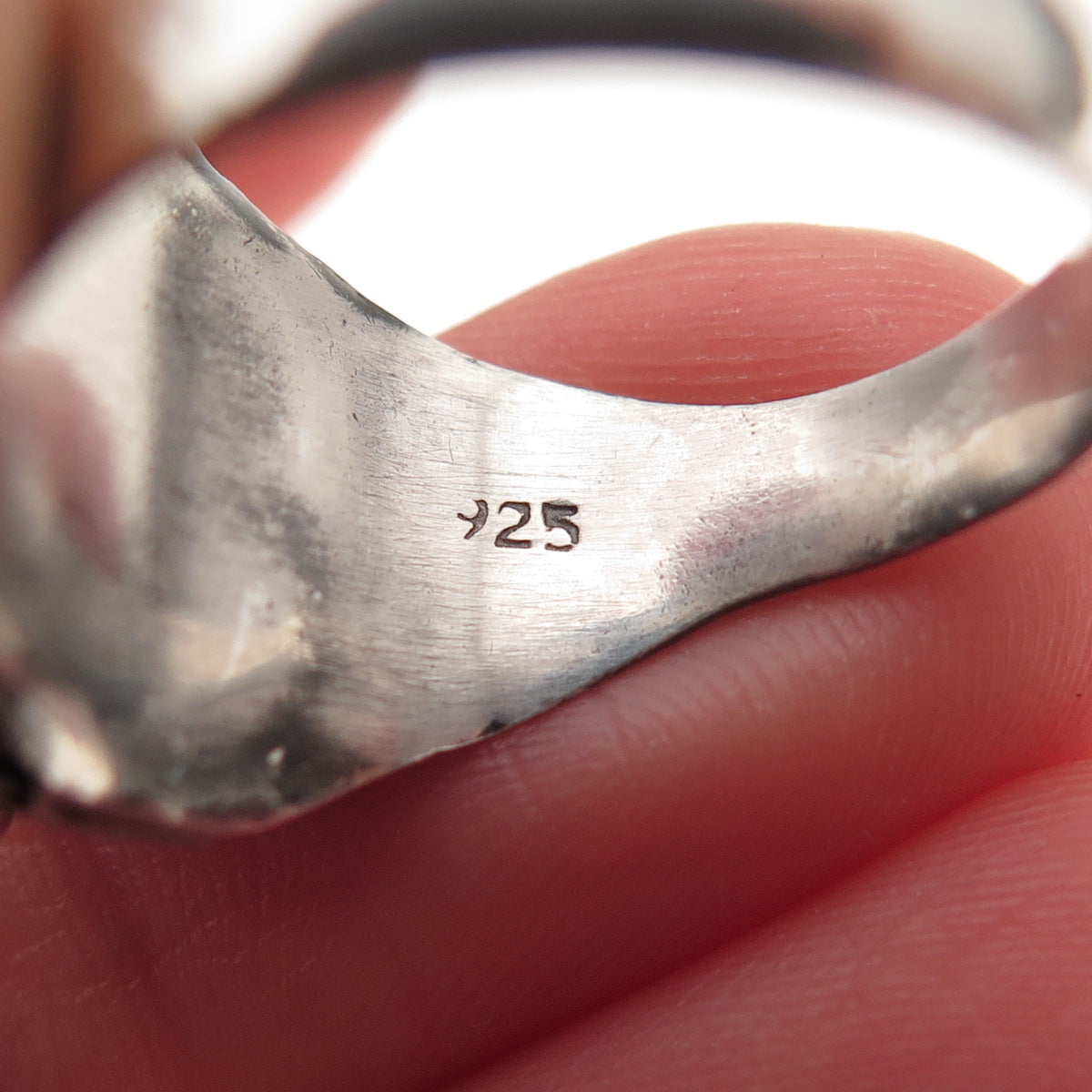 925 Sterling Silver Vintage Real Moonstone Goddess Poison Ring Size 7.5