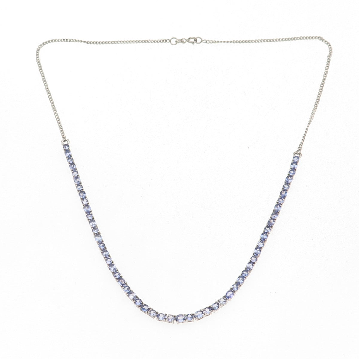 Chuck Clemency Sterling Silver Real Tanzanite Tennis & Curb Chain Necklace 18"