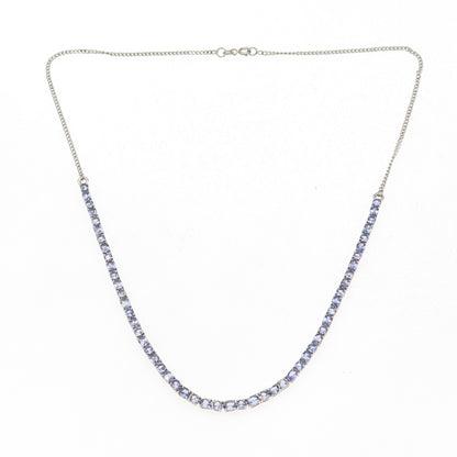 Chuck Clemency Sterling Silver Real Tanzanite Tennis & Curb Chain Necklace 18"