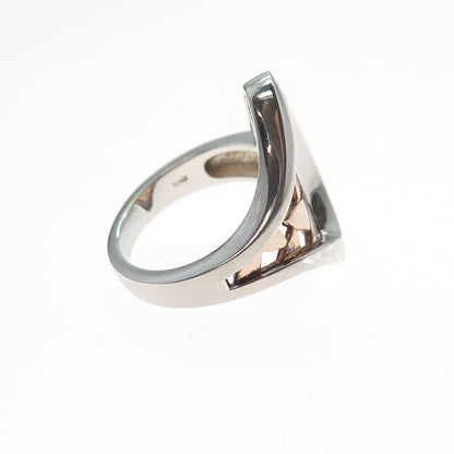 FRANZ BREUNING 925 Sterling Silver 2-Tone Vintage Modenrist Ring Size 7.25