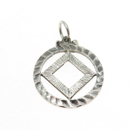 925 Sterling Silver Vintage Geometric Textured Pendant