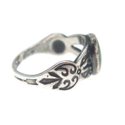 Old Pawn 925 Sterling Silver Vintage Southwestern Royston Turquoise Ring Size 4
