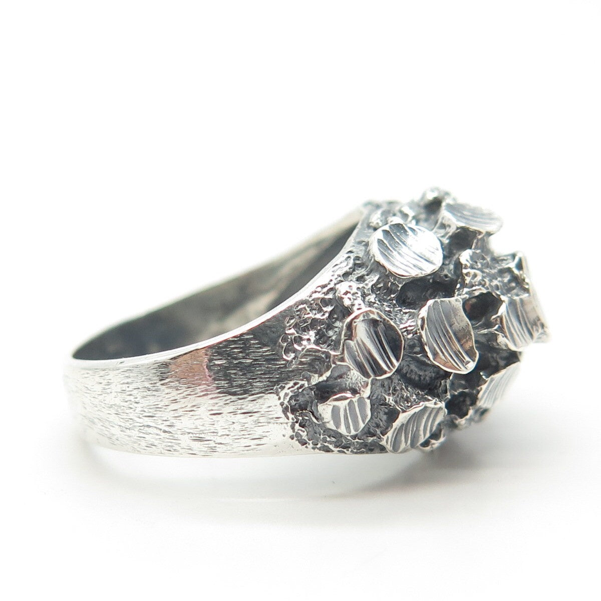 925 Sterling Silver Vintage Oxidized Nugget Dome Ring Size 6.25