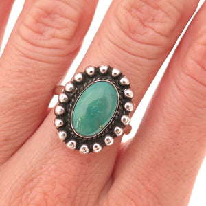 Old Pawn 925 Sterling Silver Vintage Southwestern Turquoise Beaded Ring Size 6