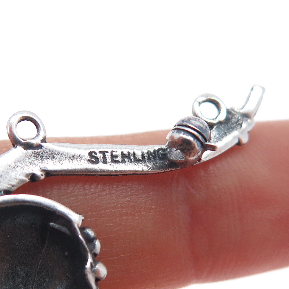 925 Sterling Silver Antique Art Deco Smoking Pipe Oxidized Pin Brooch