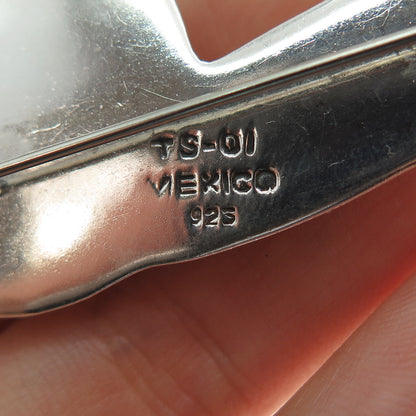 925 Sterling Silver 2-Tone Vintage Mexico Modernist Wavy Pin Brooch