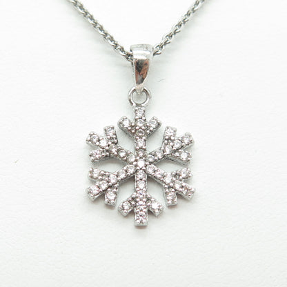 925 Sterling Silver Round-Cut C Z Snowflake Cable Chain Necklace 16"