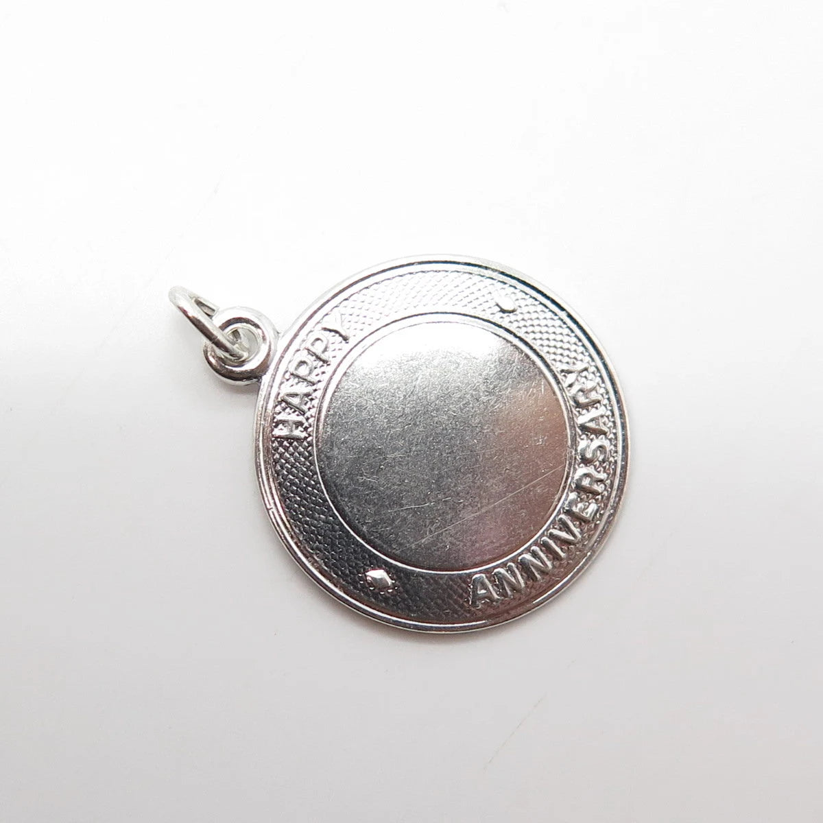 925 Sterling Silver Vintage "Happy Anniversary" Round Pendant