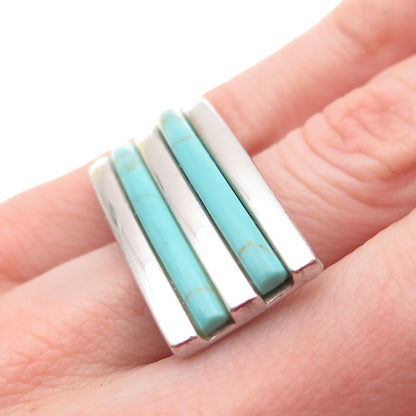 ATI Annika Witt Sterling Silver Vintage Real Turquoise Modernist Ring Size 5.75