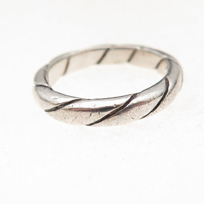925 Sterling Silver Vintage Twisted Oxidized Band Ring Size 7
