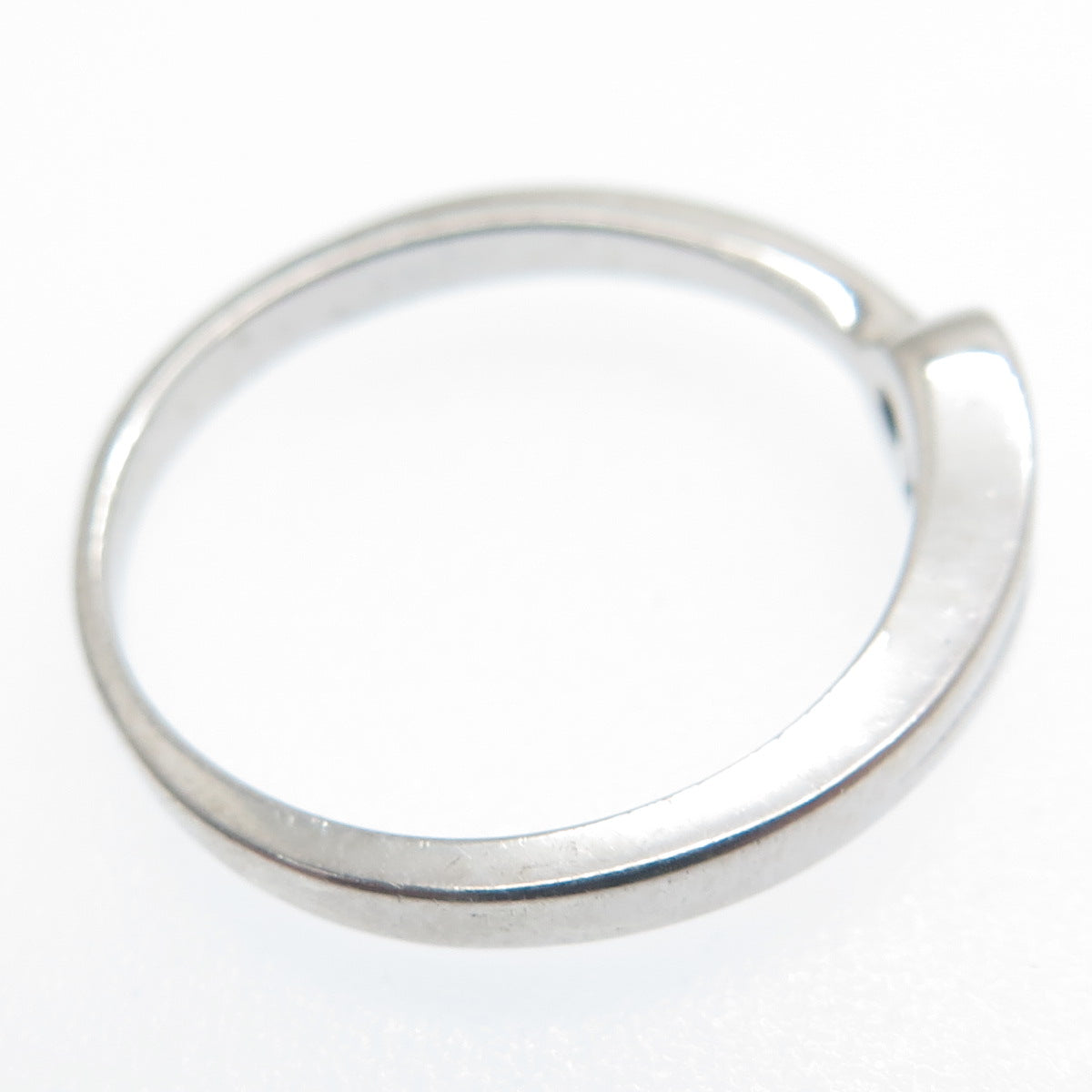 925 Sterling Silver Round-Cut C Z Hook & Eye Ring Size 6.75