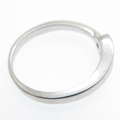 925 Sterling Silver Round-Cut C Z Hook & Eye Ring Size 6.75