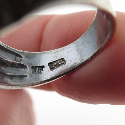 CHAPAL ZENRAY Sterling Silver Vintage Modernist Ribbed Oxidized Ring Size 7.25