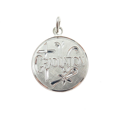 CREED 925 Sterling Silver Vintage Engraved Graduation Minimalist Charm Pendant
