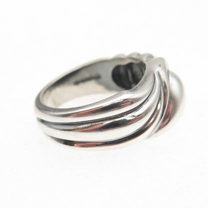 Lotus 999 Fine Silver Vintage Modernist Teardrop Oxidized Ring Size 7