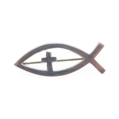 James Avery 925 Sterling Silver Vintage Cross Ichthus Pin Brooch