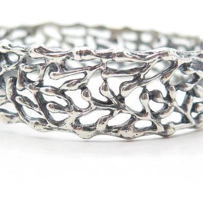 925S Sterling Silver Vintage Nugget Cutout Bangle Bracelet 7"