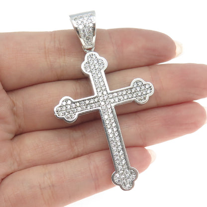 925 Sterling Silver Pave C Z Cross Pendant