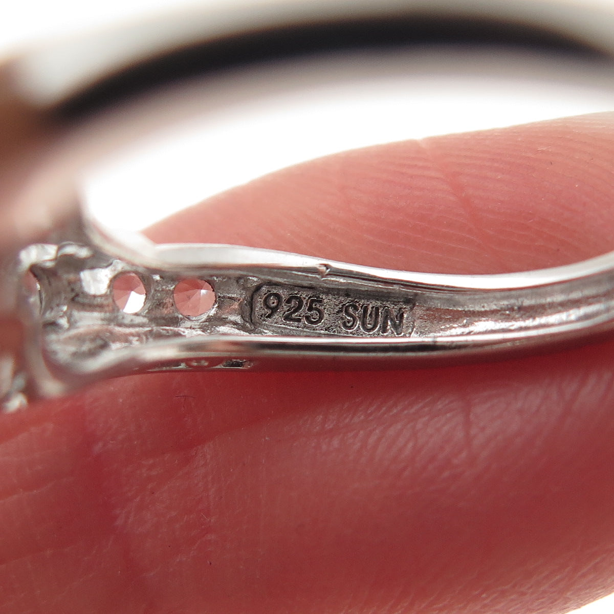 SUN 925 Sterling Silver Real Round-Cut White Topaz Engagement Ring Size 6.75