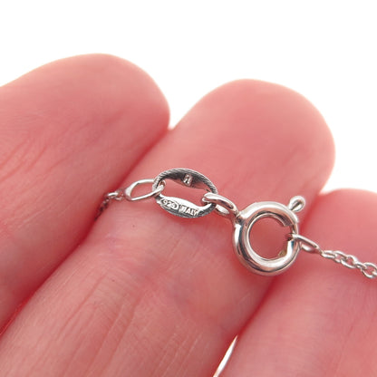 925 Sterling Silver Real Round-Cut Diamond Teardrop Cable Chain Necklace 18"