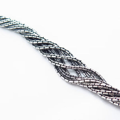 925 Sterling Silver Vintage Twisted Liquid Multi-Strand Link Bracelet 7.5"