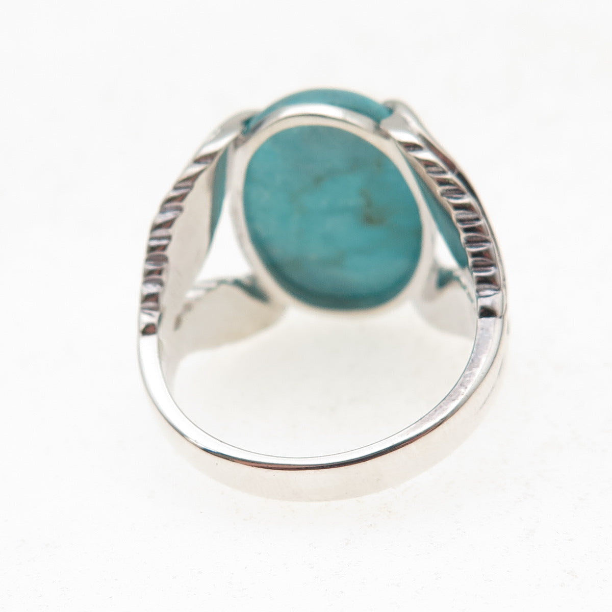 Tehya Oyama 925 Sterling Silver Real Tyrone Turquoise Floral Ring Size 8.25