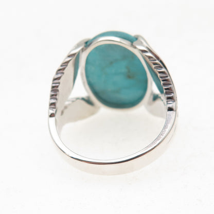Tehya Oyama 925 Sterling Silver Real Tyrone Turquoise Floral Ring Size 8.25