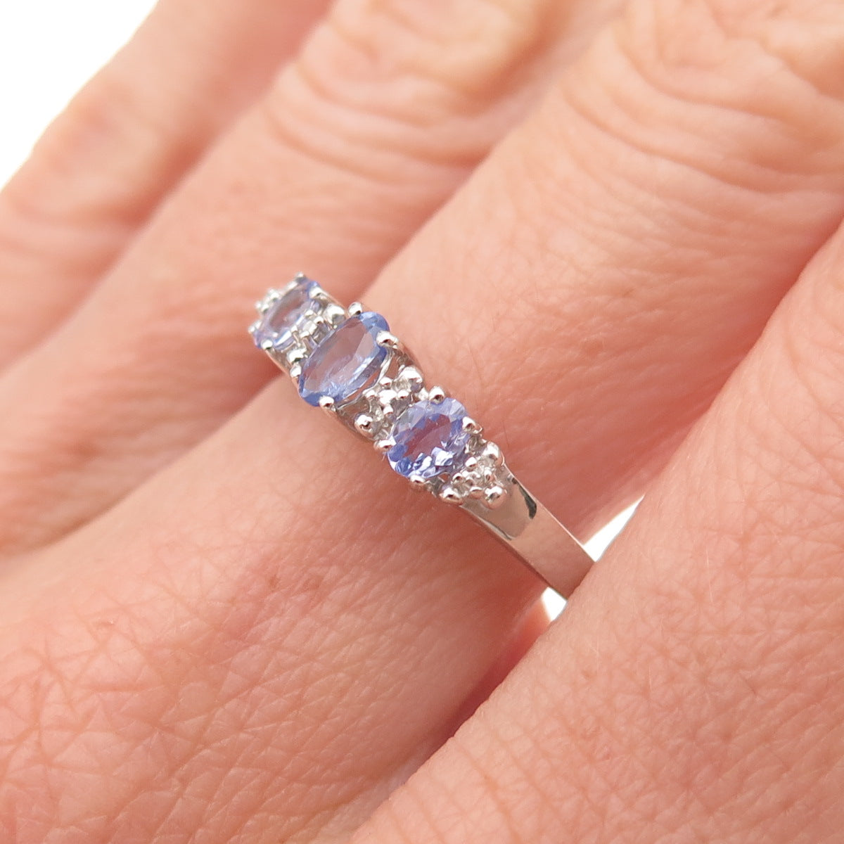 Chuck Clemency 925 Sterling Silver Real Oval-Cut Tanzanite Ring Size 7