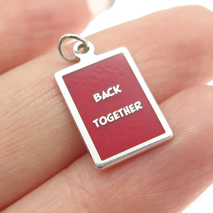 925 Sterling Silver Red Enamel "Back Together" Minimalist Charm Pendant