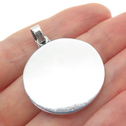 925 Sterling Silver Vintage Modernist Floral Oxidized Charm Pendant