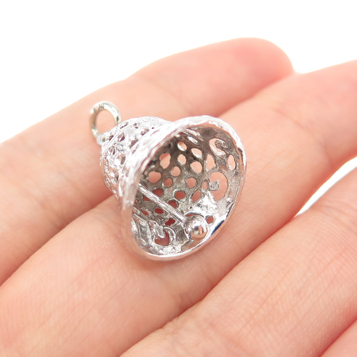 BEAU 925 Sterling Silver Vintage Bell Minimalist 3D Charm Pendant