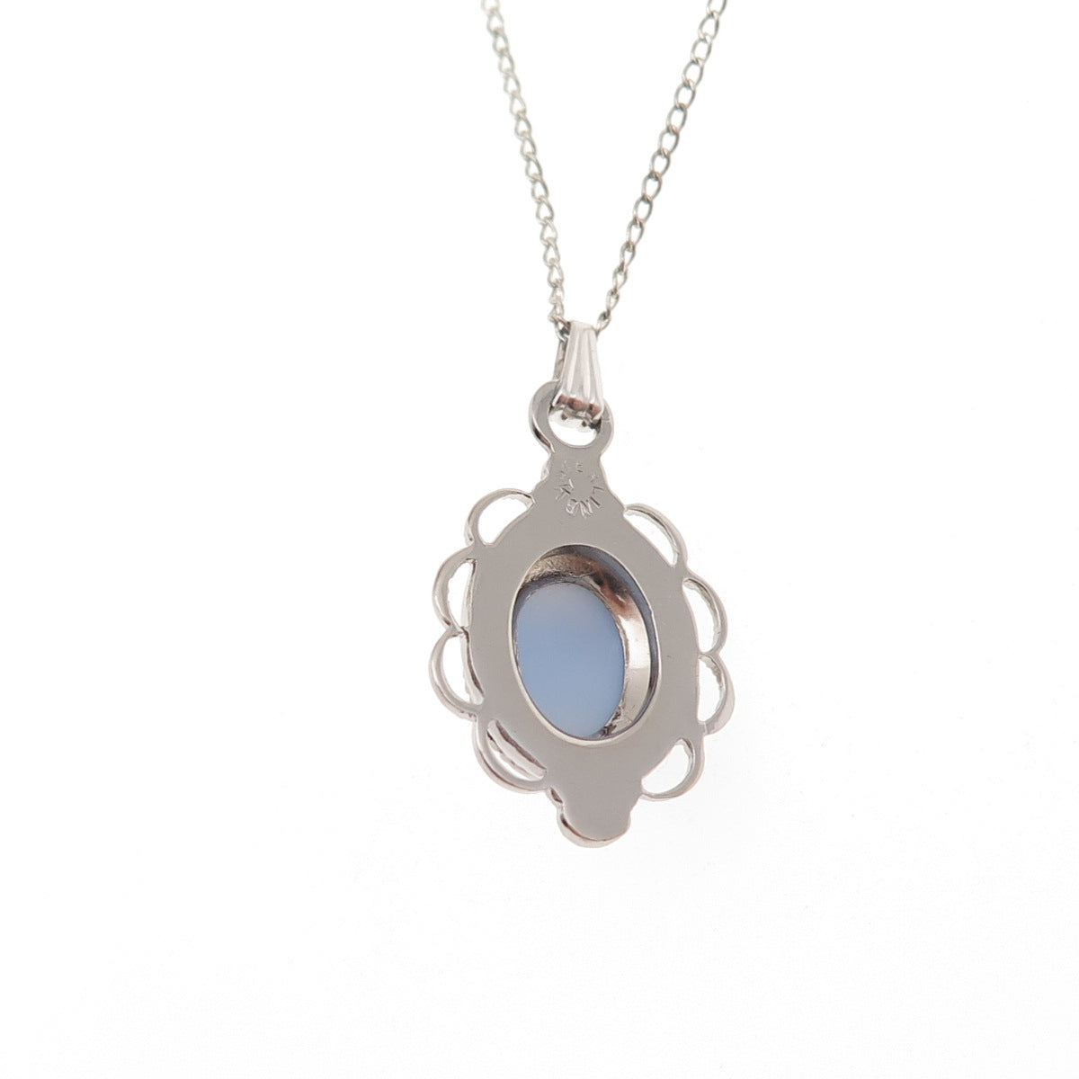 Tru-Kay 925 Sterling Silver Vintage Real Opalite Curb Chain Necklace 16"