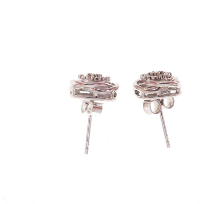 925 Sterling Silver Real Round-Cut Diamond Woven Stud Earrings