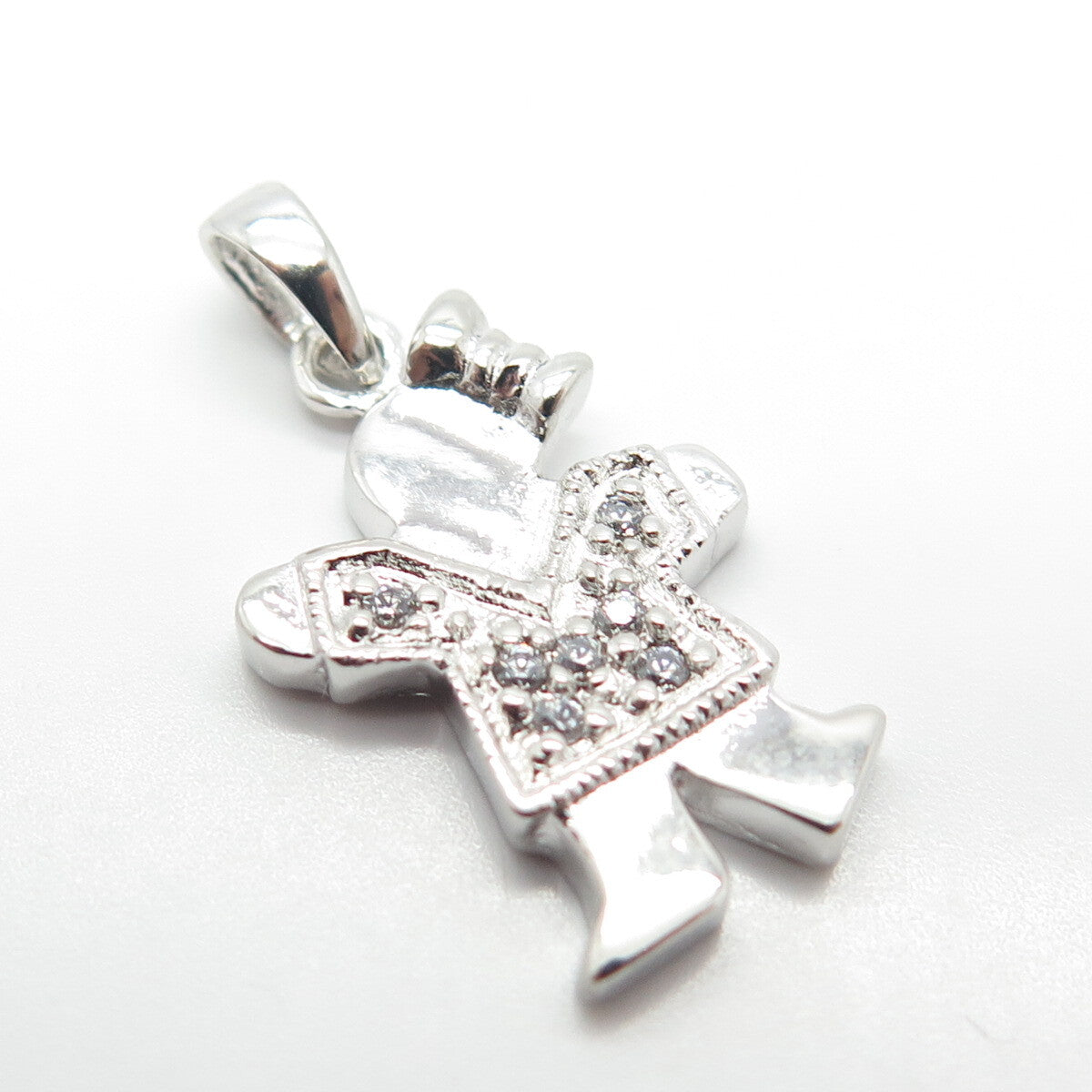 925 Sterling Silver C Z Happy Girl Charm Pendant