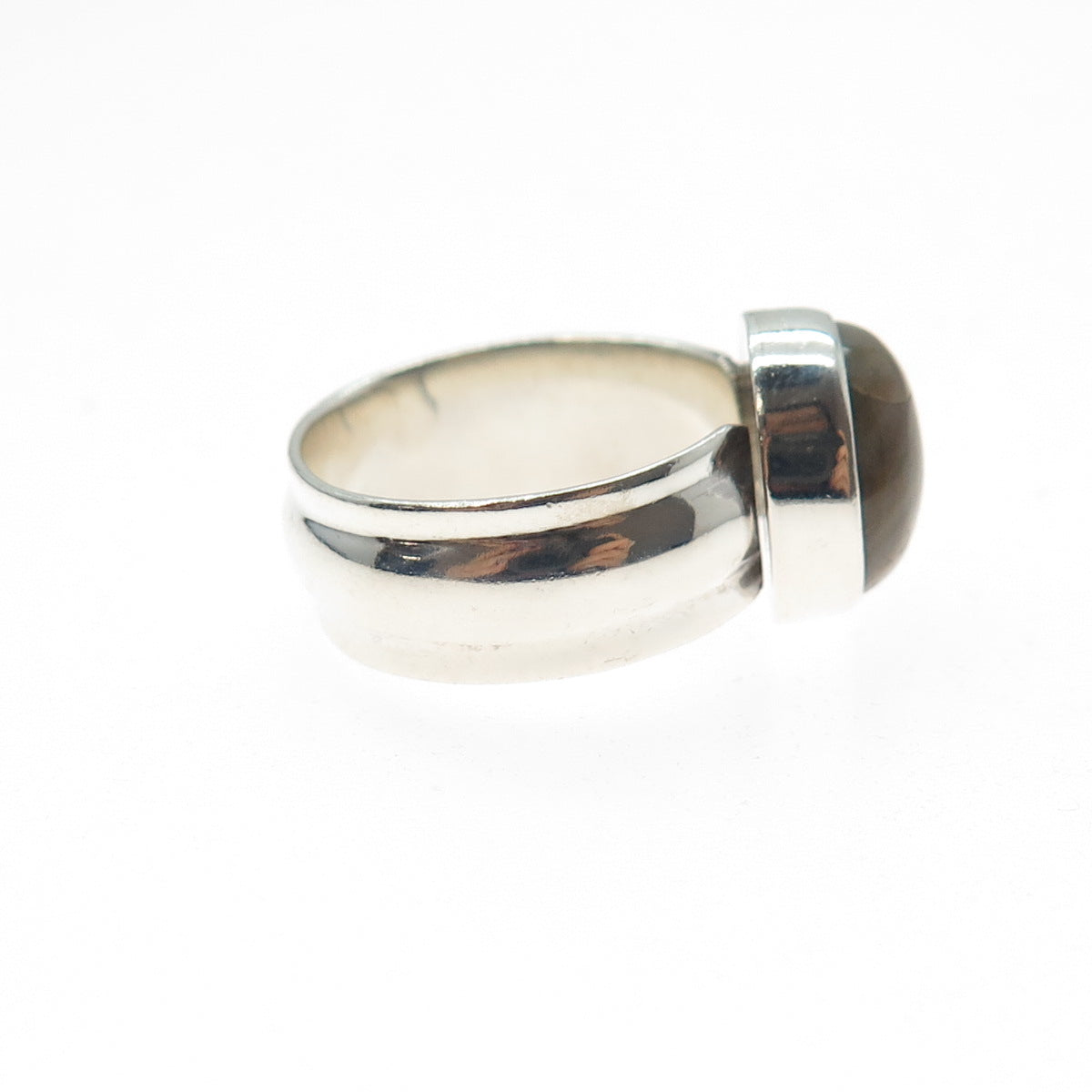 925 Sterling Silver Vintage Real Jasper Modernist Ring Size 8