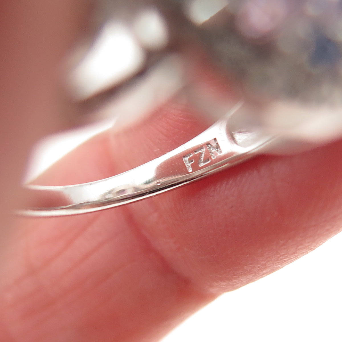 925 Sterling Silver Round-Cut Multi-Color C Z Ring Size 6