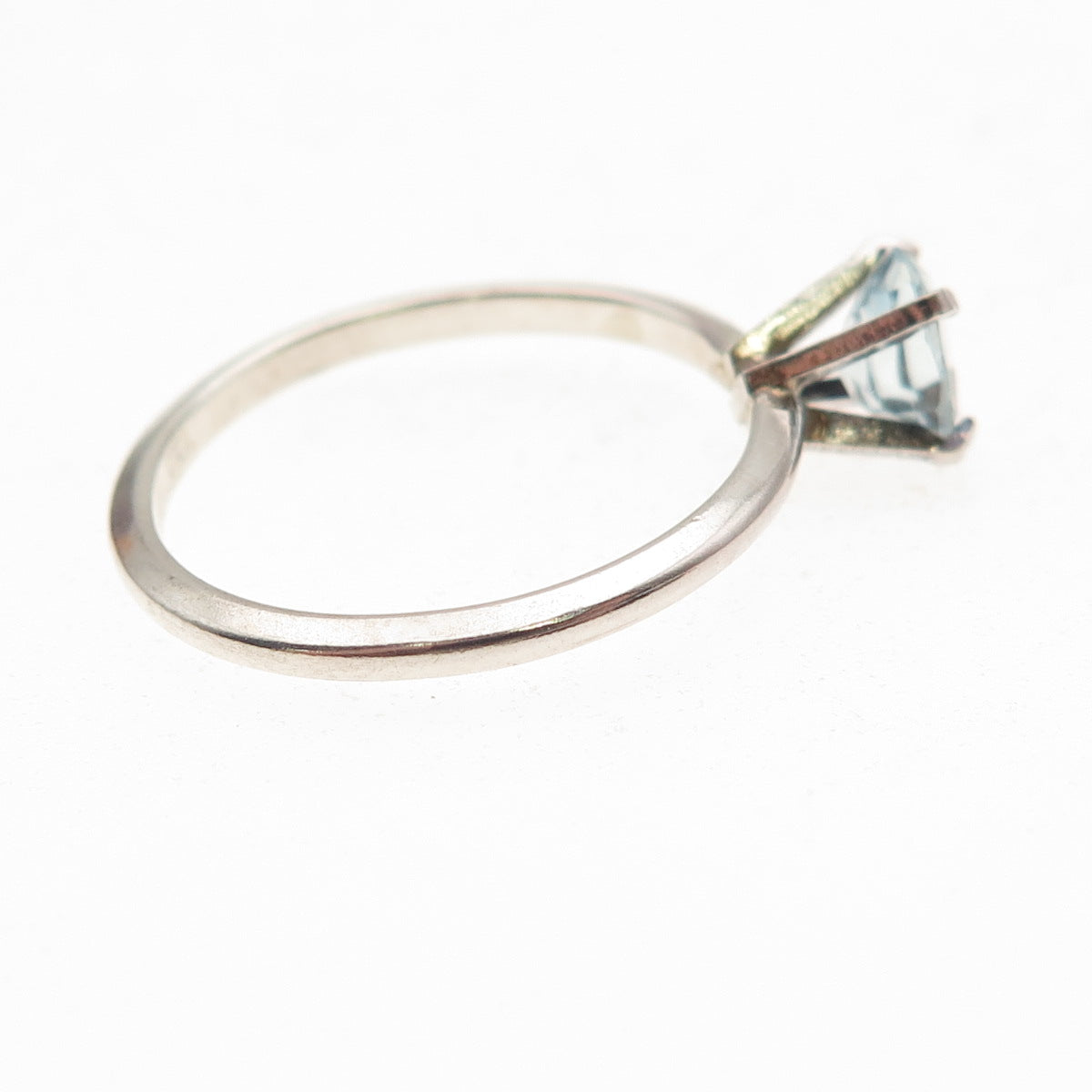 925 Sterling Silver Vintage Real Oval-Cut Blue Topaz Ring Size 9