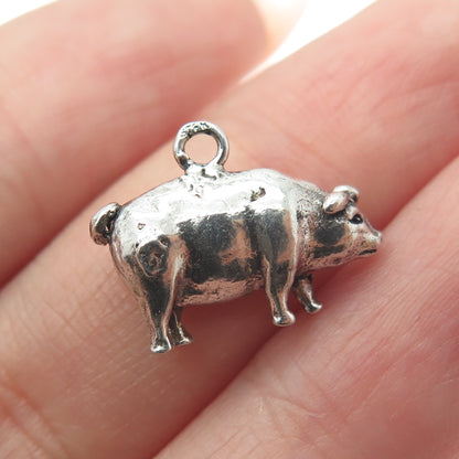 925 Sterling Silver Vintage Pig / Boar 3D Pendant