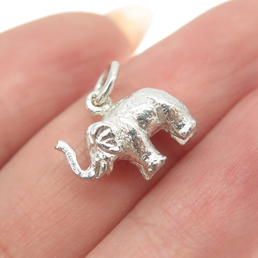 925 Sterling Silver Vintage Elephant Minimalist Charm Pendant