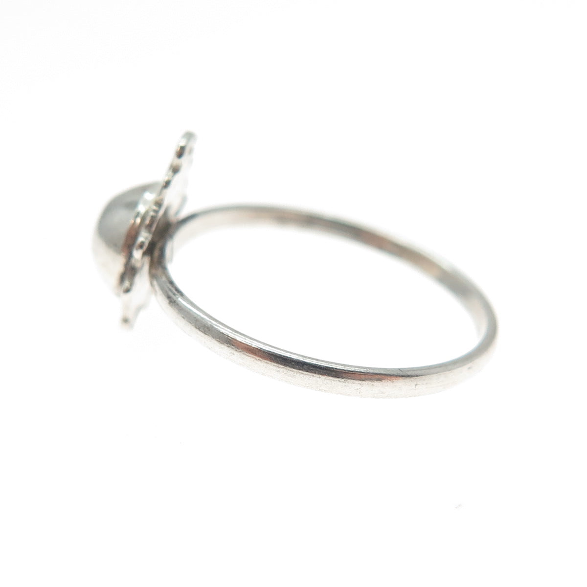 925 Sterling Silver Vintage Modernist Ball Ring Size 5.75